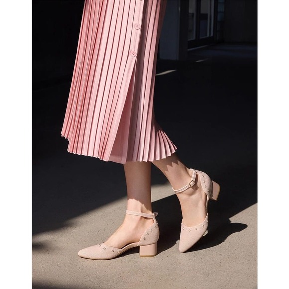 Vivaia Shoes - VIVAIA Galilea Ballet Blush Pearl Knit Pointed Toe Block Heel Pumps EU 41 US 9.5